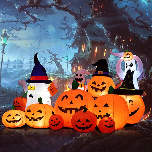230cm 7pcs Inflatable Halloween Pumpkin Outdoor Garden Decoration Blowing Up Toys with LED Lights Christmas Gift Halloween Decor
